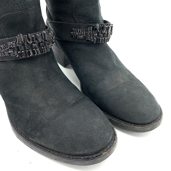 Vera Wang Lavender Cameron Black Jeweled Moto Boots - Picture 9 of 13